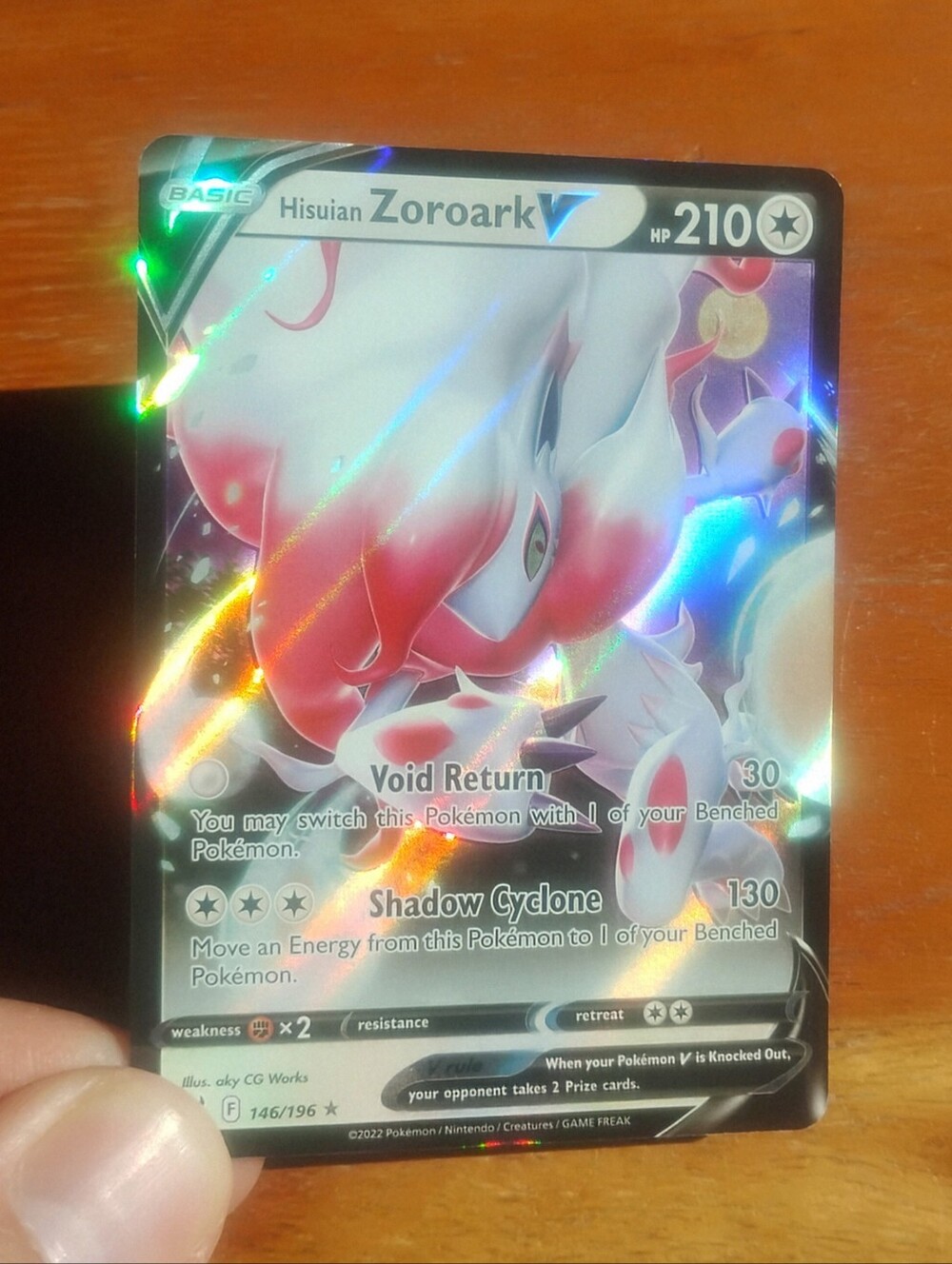 Mint 2022 Holo Full Art Hisuian Zoroark V 146/196 Lost Origin Pokemon Card